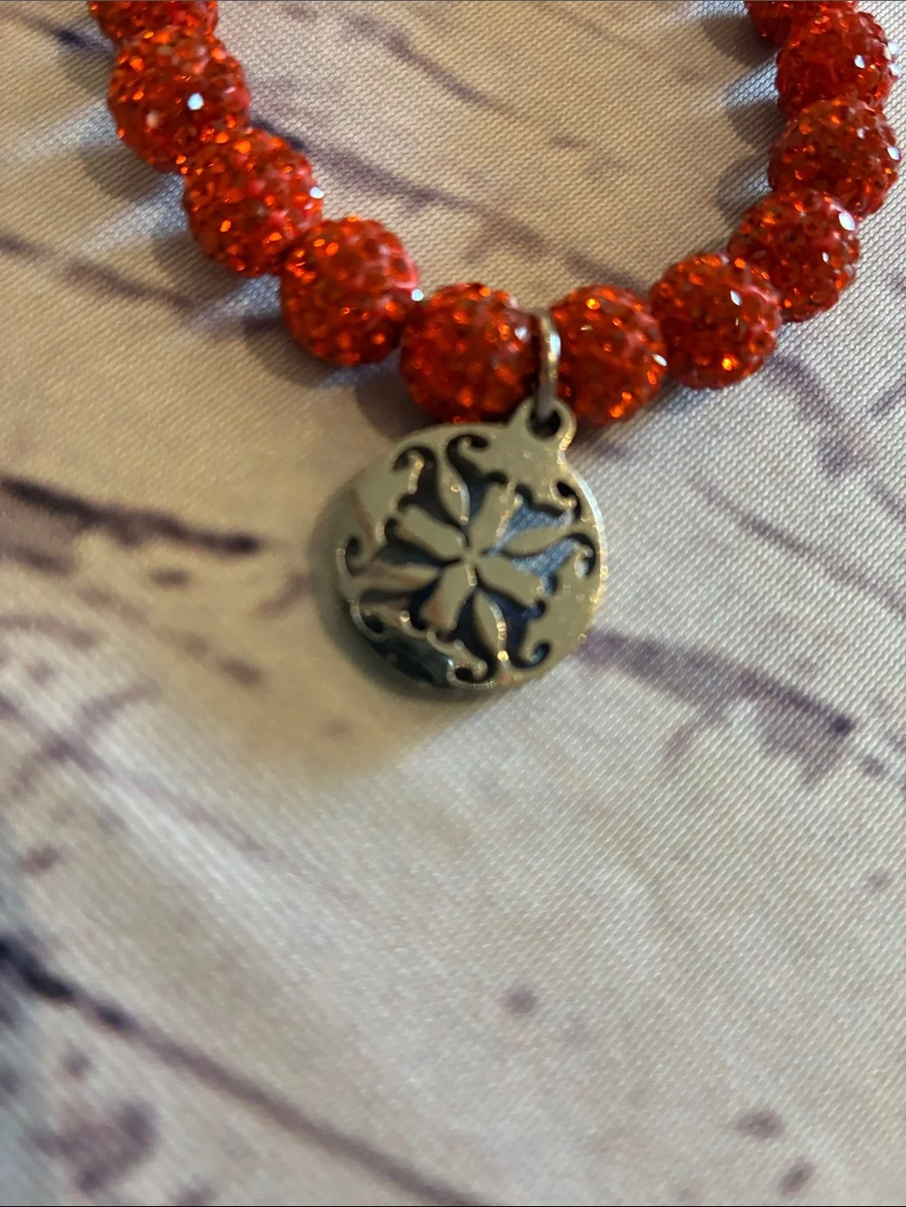 🎉NEW LISTING!🎉Rustic Cuff Bright Orange Sparkle Beaded Bracelet